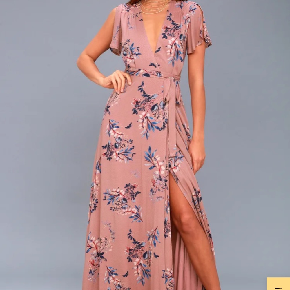 Rusty Rose floral print wrap maxi Lulu’s dress